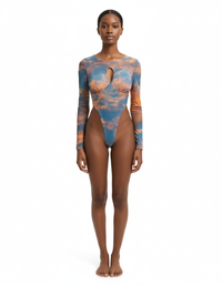 OCEAN BREEZE SET (Sunset Mesh Bodysuit & Chiffon Pants)